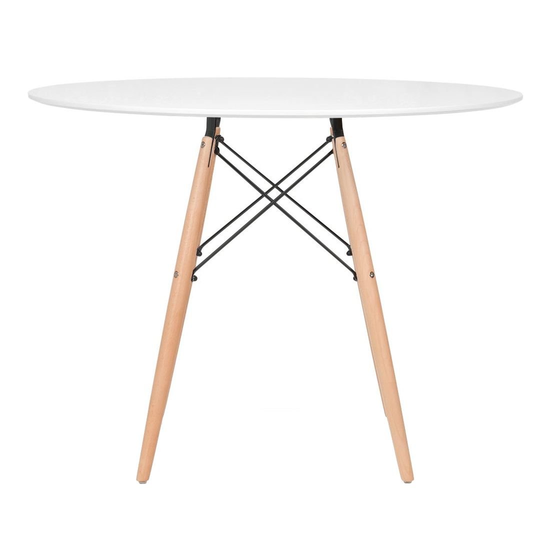 Mesa redonda Eames 100 cm + 6 cadeiras Eiffel DSW Mesa branco com cadeiras roxo