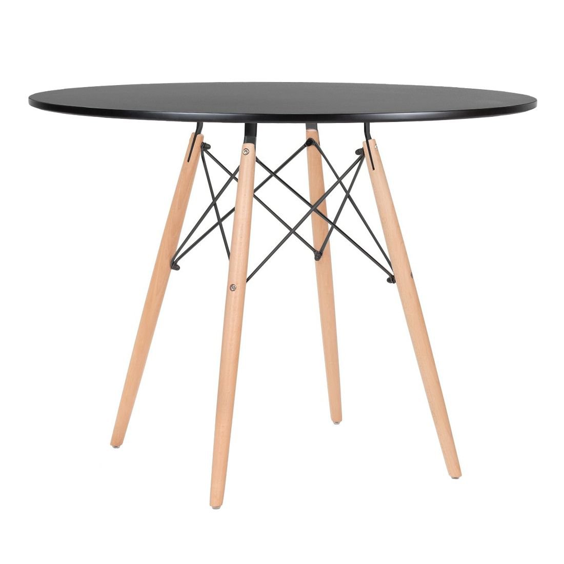 Mesa redonda Eames 100 cm + 6 cadeiras Eiffel DSW Mesa preto com cadeiras branco