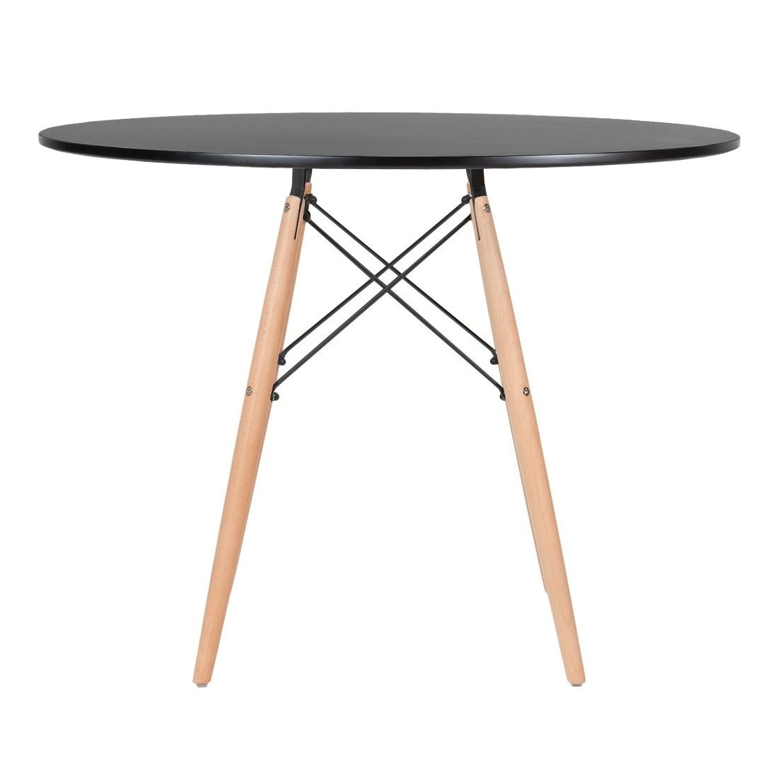Mesa redonda Eames 100 cm + 6 cadeiras Eiffel DSW Mesa preto com cadeiras branco