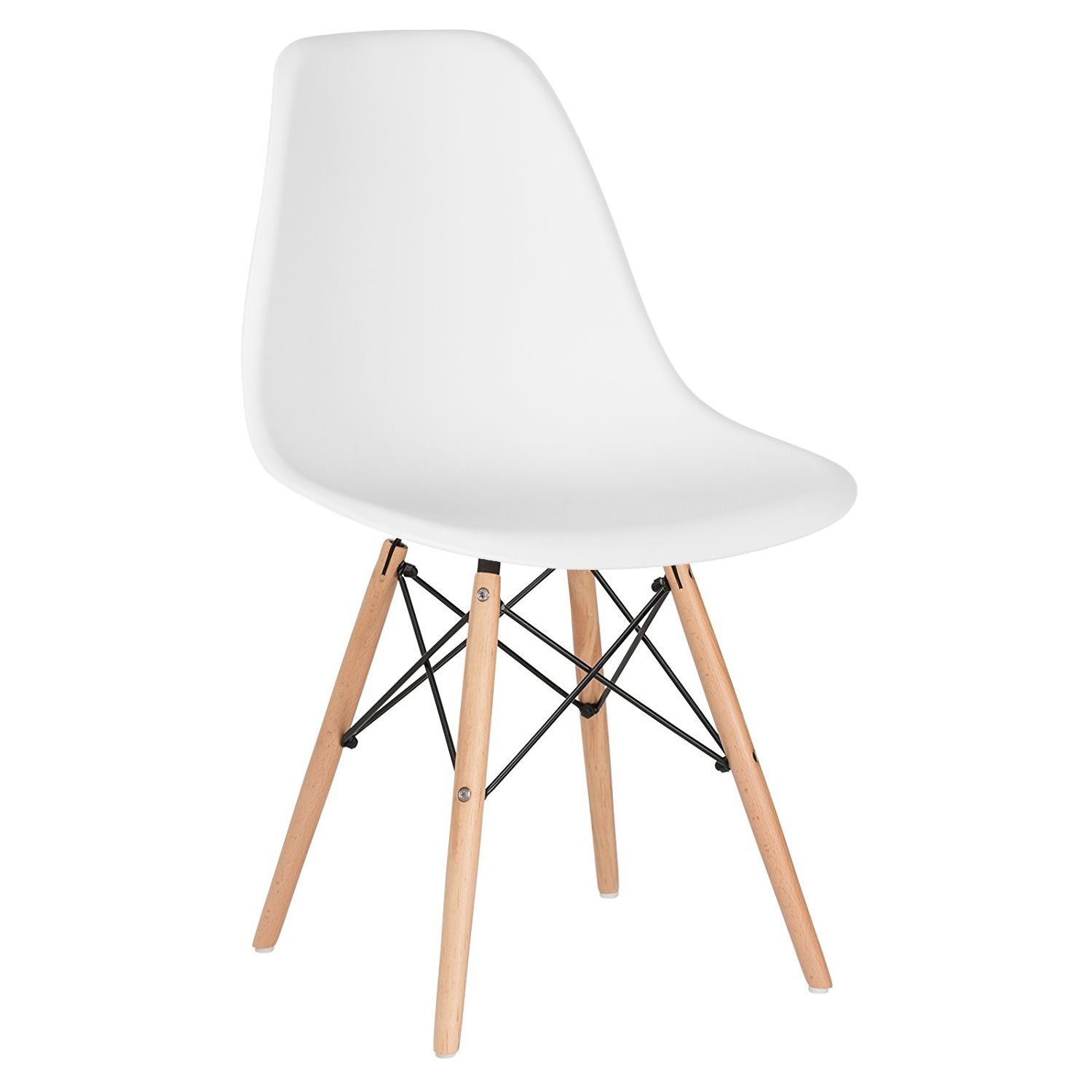 Mesa redonda Eames 100 cm + 6 cadeiras Eiffel DSW Mesa preto com cadeiras branco