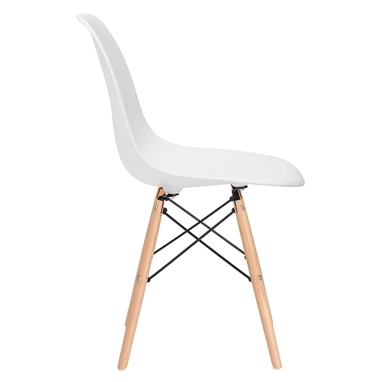 Mesa redonda Eames 100 cm + 6 cadeiras Eiffel DSW Mesa preto com cadeiras branco