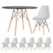Mesa redonda Eames 100 cm + 6 cadeiras Eiffel DSW Mesa preto com cadeiras cinza claro
