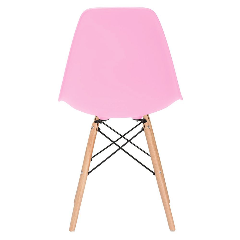 Mesa redonda Eames 100 cm + 6 cadeiras Eiffel DSW Mesa preto com cadeiras rosa claro