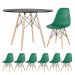 Mesa redonda Eames 100 cm + 6 cadeiras Eiffel DSW Mesa preto com cadeiras verde escuro