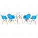 Mesa redonda Eames 100 cm branco + 4 cadeiras Eiffel DAW Azul céu