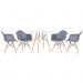 Mesa redonda Eames 100 cm branco + 4 cadeiras Eiffel DAW Cinza escuro