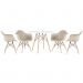 Mesa redonda Eames 100 cm branco + 4 cadeiras Eiffel DAW Nude