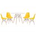 Mesa redonda Eames 100 cm branco + 4 cadeiras Eiffel DSW Amarelo