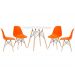 Mesa redonda Eames 100 cm branco + 4 cadeiras Eiffel DSW Laranja