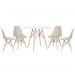 Mesa redonda Eames 100 cm branco + 4 cadeiras Eiffel DSW Nude