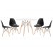 Mesa redonda Eames 100 cm branco + 4 cadeiras Eiffel DSW Preto