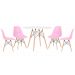 Mesa redonda Eames 100 cm branco + 4 cadeiras Eiffel DSW Rosa claro