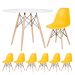 Mesa redonda Eames 100 cm branco + 6 cadeiras Eiffel DSW Amarelo