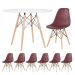 Mesa redonda Eames 100 cm branco + 6 cadeiras Eiffel DSW Marrom
