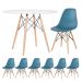 Mesa redonda Eames 100 cm branco + 6 cadeiras Eiffel DSW Turquesa