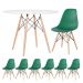 Mesa redonda Eames 100 cm branco + 6 cadeiras Eiffel DSW Verde escuro