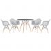 Mesa redonda Eames 100 cm preto + 4 cadeiras Eiffel DAW Cinza claro