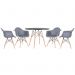 Mesa redonda Eames 100 cm preto + 4 cadeiras Eiffel DAW Cinza escuro