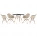 Mesa redonda Eames 100 cm preto + 4 cadeiras Eiffel DAW Nude