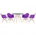 Mesa redonda Eames 100 cm preto + 4 cadeiras Eiffel DAW Roxo