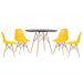 Mesa redonda Eames 100 cm preto + 4 cadeiras Eiffel DSW Amarelo