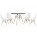 Mesa redonda Eames 100 cm preto + 4 cadeiras Eiffel DSW Branco