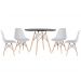 Mesa redonda Eames 100 cm preto + 4 cadeiras Eiffel DSW Cinza claro