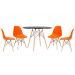 Mesa redonda Eames 100 cm preto + 4 cadeiras Eiffel DSW Laranja