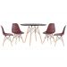 Mesa redonda Eames 100 cm preto + 4 cadeiras Eiffel DSW Marrom