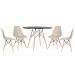 Mesa redonda Eames 100 cm preto + 4 cadeiras Eiffel DSW Nude