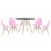 Mesa redonda Eames 100 cm preto + 4 cadeiras Eiffel DSW Rosa claro