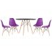 Mesa redonda Eames 100 cm preto + 4 cadeiras Eiffel DSW Roxo