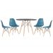 Mesa redonda Eames 100 cm preto + 4 cadeiras Eiffel DSW Turquesa