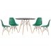 Mesa redonda Eames 100 cm preto + 4 cadeiras Eiffel DSW Verde escuro