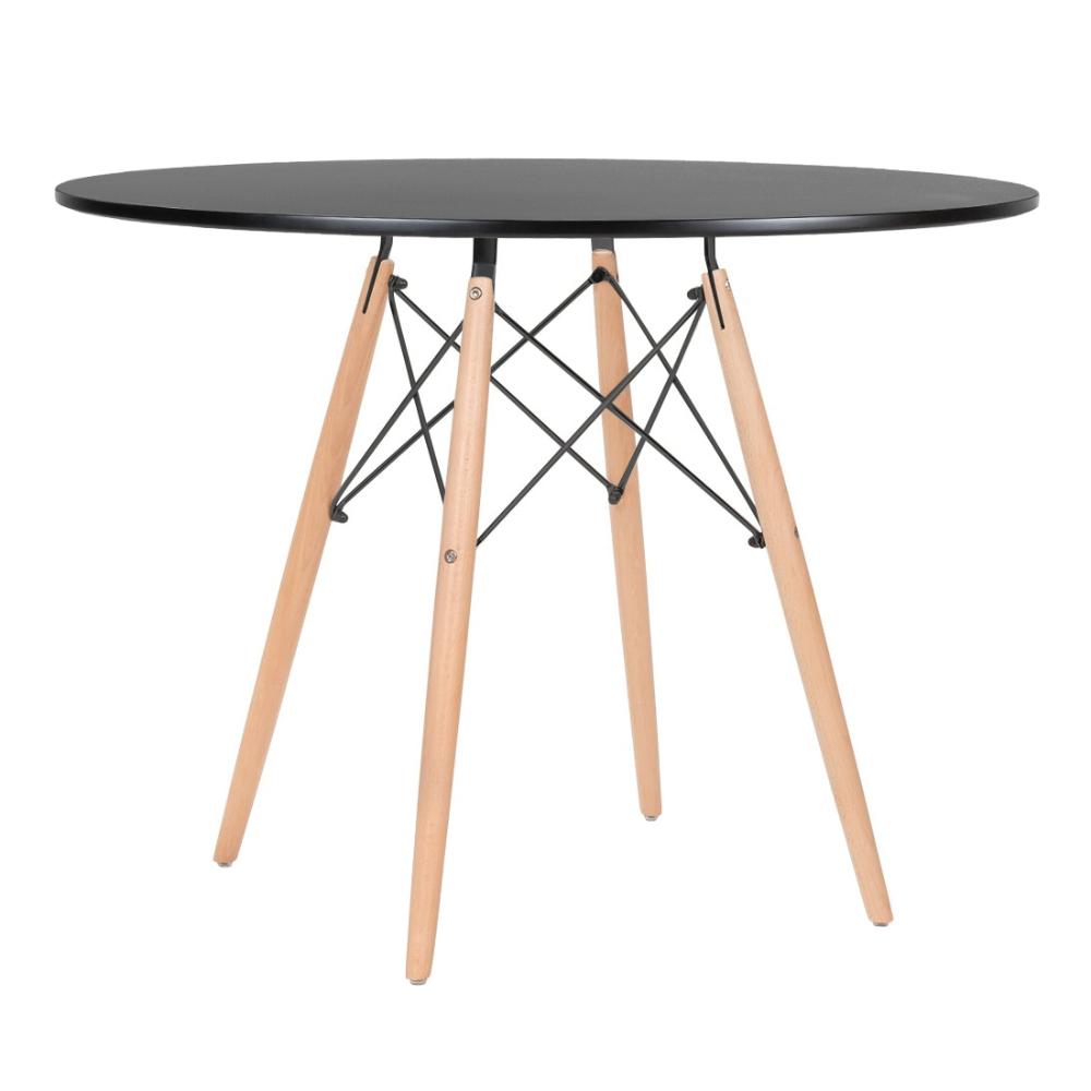 Mesa redonda Eames 100 cm preto + 4 cadeiras Eiffel DSW Verde escuro