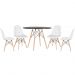 Mesa redonda Eames 100 cm preto + 4 cadeiras estofadas Eiffel Botonê Branco
