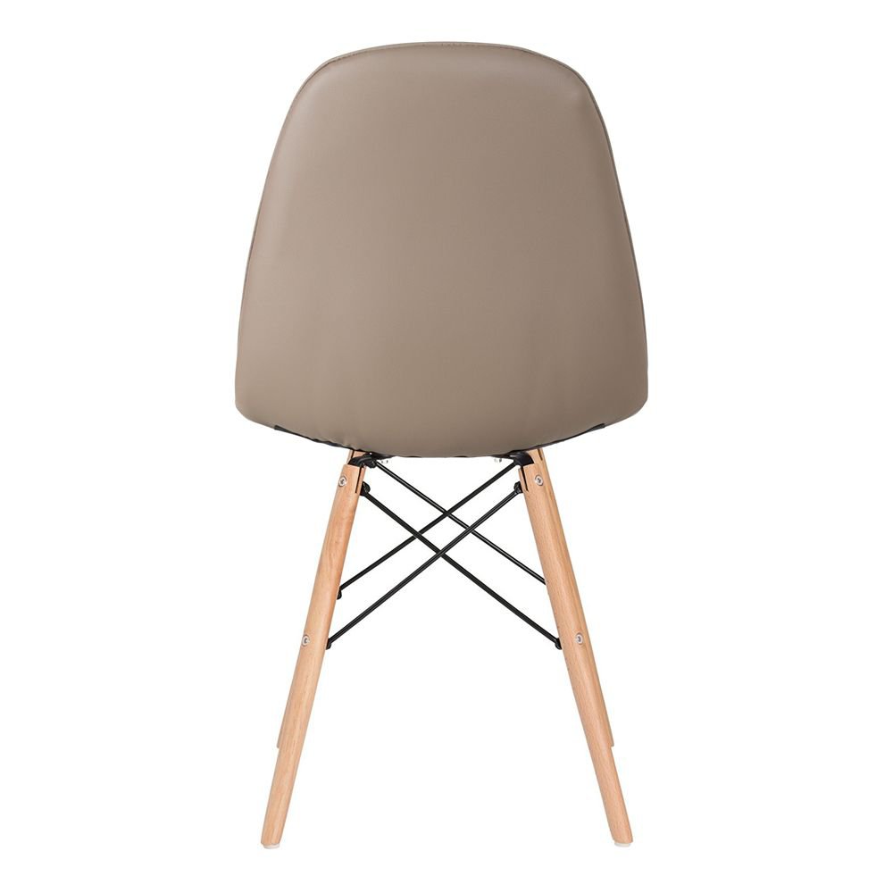Mesa redonda Eames 100 cm preto + 4 cadeiras estofadas Eiffel Botonê Nude