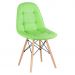 Mesa redonda Eames 100 cm preto + 4 cadeiras estofadas Eiffel Botonê Verde claro
