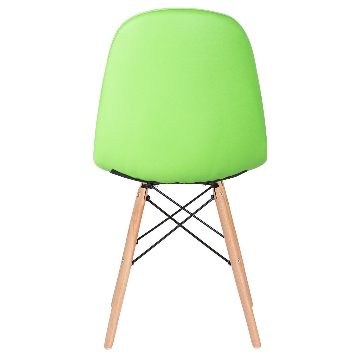 Mesa redonda Eames 100 cm preto + 4 cadeiras estofadas Eiffel Botonê Verde claro