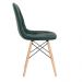 Mesa redonda Eames 100 cm preto + 4 cadeiras estofadas Eiffel Botonê Verde escuro