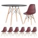 Mesa redonda Eames 100 cm preto + 6 cadeiras Eiffel DSW Marrom