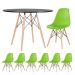 Mesa redonda Eames 100 cm preto + 6 cadeiras Eiffel DSW Verde claro