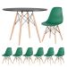 Mesa redonda Eames 100 cm preto + 6 cadeiras Eiffel DSW Verde escuro