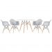 Mesa redonda Eames 120 cm + 4 cadeiras Eiffel DAW Mesa branco com cadeiras cinza claro