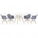 Mesa redonda Eames 120 cm + 4 cadeiras Eiffel DAW Mesa branco com cadeiras cinza escuro