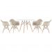Mesa redonda Eames 120 cm + 4 cadeiras Eiffel DAW Mesa branco com cadeiras nude