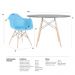 Mesa redonda Eames 120 cm + 4 cadeiras Eiffel DAW Mesa preto com cadeiras azul céu