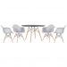Mesa redonda Eames 120 cm + 4 cadeiras Eiffel DAW Mesa preto com cadeiras cinza claro
