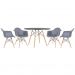 Mesa redonda Eames 120 cm + 4 cadeiras Eiffel DAW Mesa preto com cadeiras cinza escuro