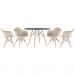 Mesa redonda Eames 120 cm + 4 cadeiras Eiffel DAW Mesa preto com cadeiras nude